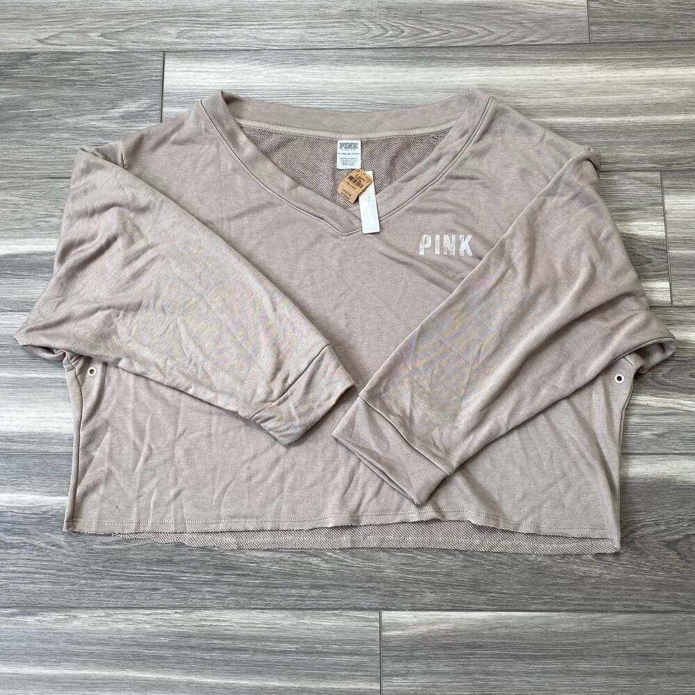 PINK Victoria's Secret V-Neck Long Sleeve Cropped Pullover with Side Cutouts XXL